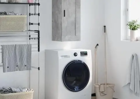 Dulap de perete, gri beton, 34,5x34x90 cm, lemn prelucrat - 1/5