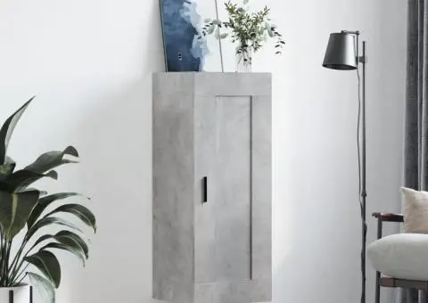 Dulap de perete, gri beton, 34,5x34x90 cm, lemn prelucrat - 3/5