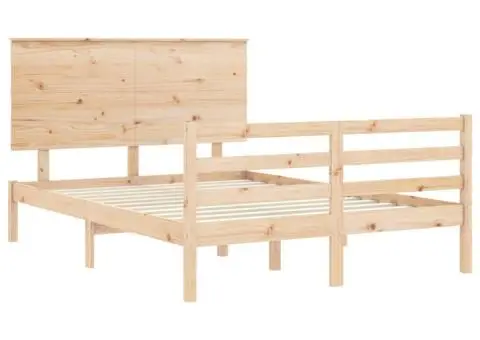 Cadru de pat cu tăblie, dublu mic, lemn masiv - 5/5