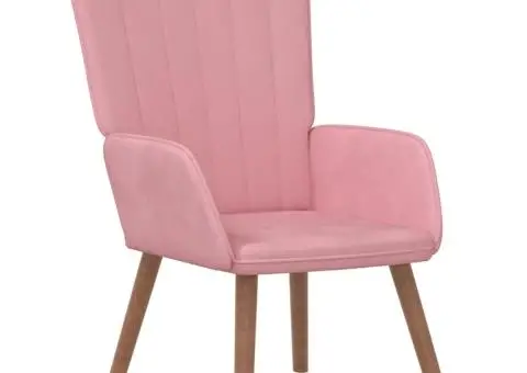 Scaun de relaxare, roz, catifea - 2/5