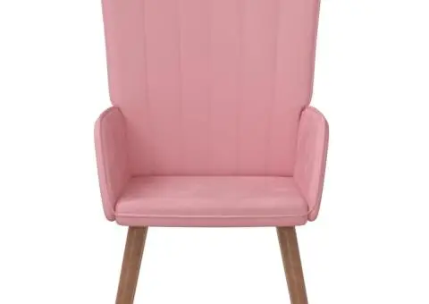 Scaun de relaxare, roz, catifea - 3/5