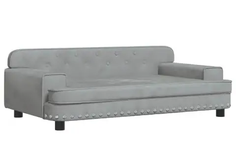 Canapea pentru copii, gri deschis, 90x53x30 cm, catifea - 2/5