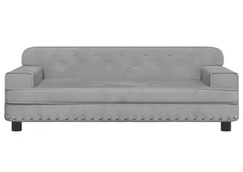 Canapea pentru copii, gri deschis, 90x53x30 cm, catifea - 3/5