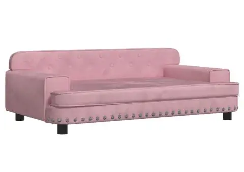 Canapea pentru copii, roz, 90x53x30 cm, catifea - 2/5