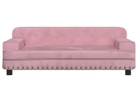 Canapea pentru copii, roz, 90x53x30 cm, catifea - 3/5