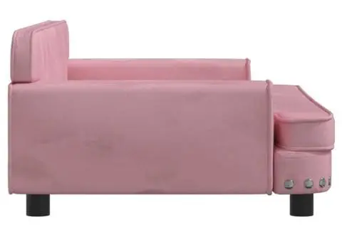 Canapea pentru copii, roz, 90x53x30 cm, catifea - 4/5