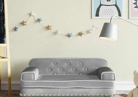 Canapea pentru copii, gri deschis, 70x45x30 cm, catifea - 1/5