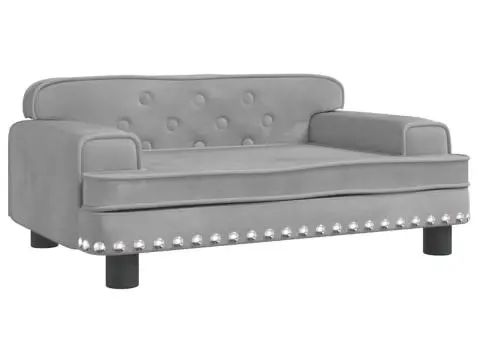 Canapea pentru copii, gri deschis, 70x45x30 cm, catifea - 2/5