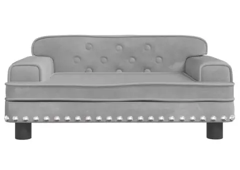 Canapea pentru copii, gri deschis, 70x45x30 cm, catifea - 3/5