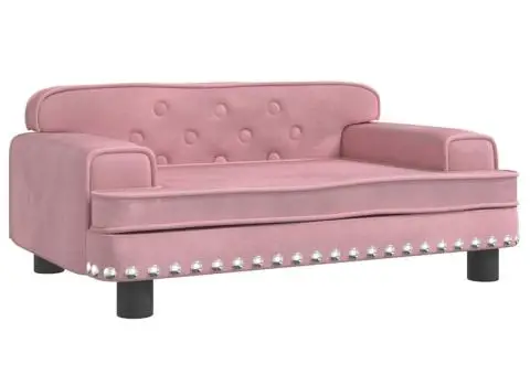 Canapea pentru copii, roz, 70x45x30 cm, catifea - 2/5