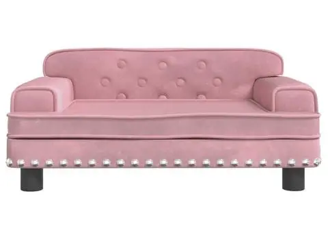 Canapea pentru copii, roz, 70x45x30 cm, catifea - 3/5