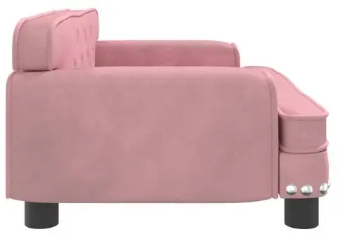 Canapea pentru copii, roz, 70x45x30 cm, catifea - 4/5