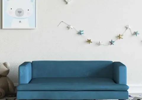 Canapea pentru copii, albastru, 80x45x30 cm, catifea - 1/5