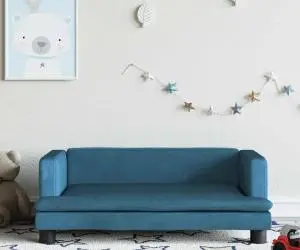 vidaXL Canapea pentru copii, albastru, 80x45x30 cm, catifea