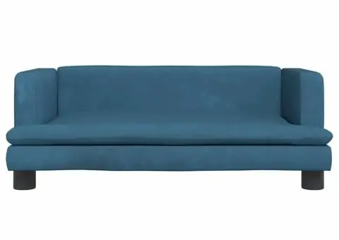 Canapea pentru copii, albastru, 80x45x30 cm, catifea - 3/5