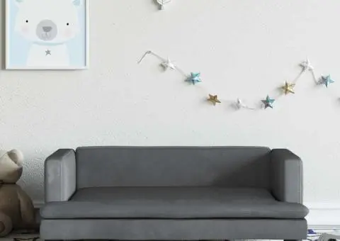 Canapea pentru copii, gri închis, 80x45x30 cm, catifea - 1/5