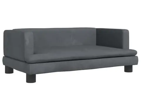 Canapea pentru copii, gri închis, 80x45x30 cm, catifea - 2/5