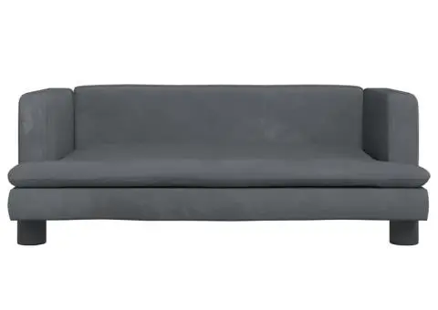 Canapea pentru copii, gri închis, 80x45x30 cm, catifea - 3/5