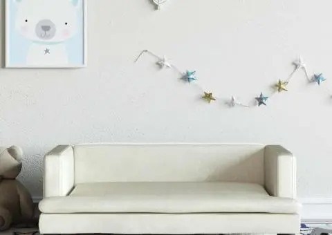 Canapea pentru copii, crem, 80x45x30 cm, catifea - 1/5