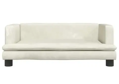 Canapea pentru copii, crem, 80x45x30 cm, catifea - 3/5