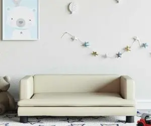 vidaXL Canapea pentru copii, crem, 80x45x30 cm, piele ecologică