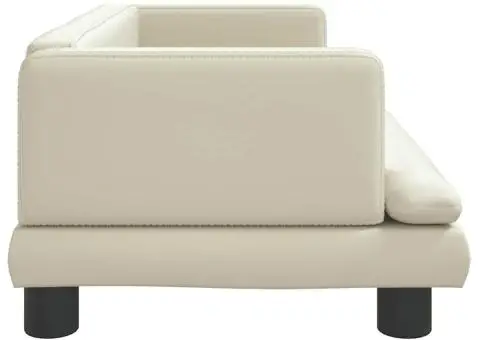 Canapea pentru copii, crem, 80x45x30 cm, piele ecologică - 4/5