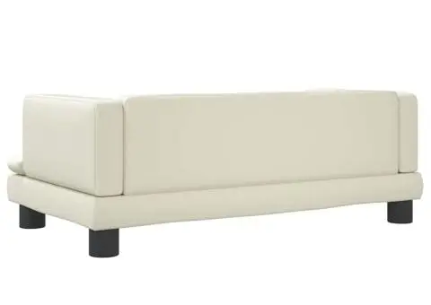 Canapea pentru copii, crem, 80x45x30 cm, piele ecologică - 5/5
