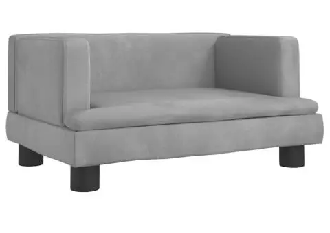 Canapea pentru copii, gri, 60x40x30 cm, catifea - 2/5
