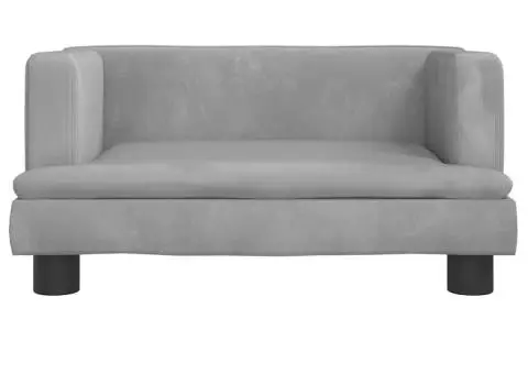 Canapea pentru copii, gri, 60x40x30 cm, catifea - 3/5