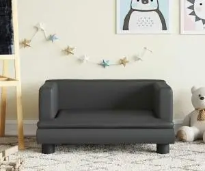 vidaXL Canapea pentru copii, negru, 60x40x30 cm, piele ecologică