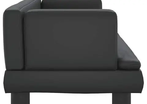 Canapea pentru copii, negru, 60x40x30 cm, piele ecologică - 4/5