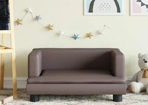 Canapea pentru copii, maro, 60x40x30 cm, piele ecologică - 1/5
