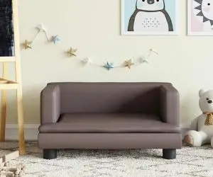vidaXL Canapea pentru copii, maro, 60x40x30 cm, piele ecologică