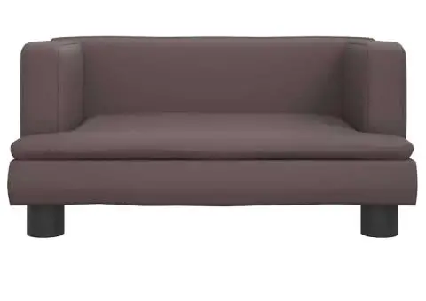 Canapea pentru copii, maro, 60x40x30 cm, piele ecologică - 3/5