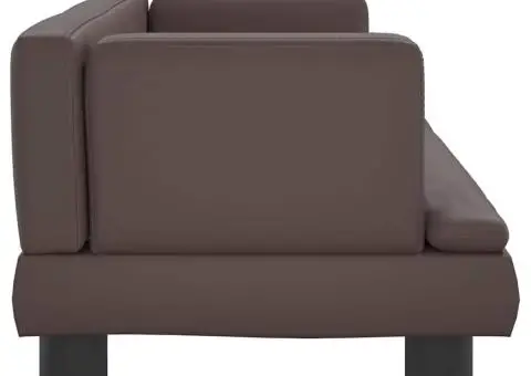 Canapea pentru copii, maro, 60x40x30 cm, piele ecologică - 4/5