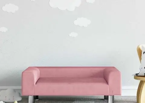 Canapea pentru copii, roz, 70x45x26,5 cm, catifea - 1/5