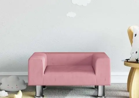 Canapea pentru copii, roz, 50x40x26,5 cm, catifea - 1/5