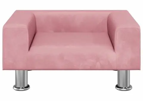 Canapea pentru copii, roz, 50x40x26,5 cm, catifea - 3/5