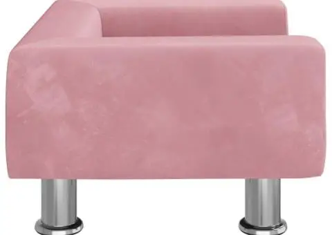 Canapea pentru copii, roz, 50x40x26,5 cm, catifea - 4/5