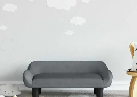 Canapea pentru copii, gri închis, 70x40x24 cm, catifea - 1/5