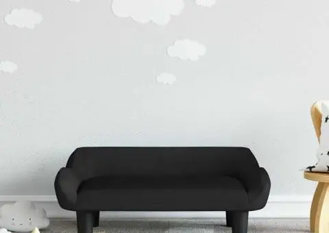Canapea pentru copii, negru, 70x40x24 cm, catifea - 1/5