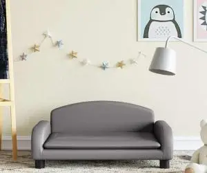 vidaXL Canapea pentru copii, gri, 70x45x30 cm, piele ecologică