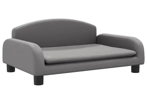 Canapea pentru copii, gri, 70x45x30 cm, piele ecologică - 2/5