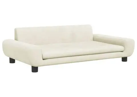 Canapea pentru copii, crem, 100x54x33 cm, catifea - 2/5