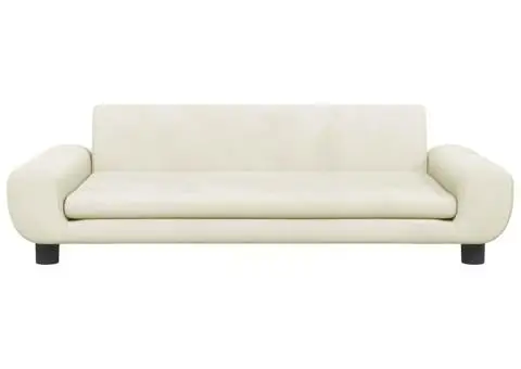 Canapea pentru copii, crem, 100x54x33 cm, catifea - 3/5