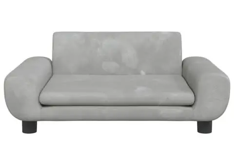 Canapea pentru copii, gri deschis, 70x45x33 cm, catifea - 3/5