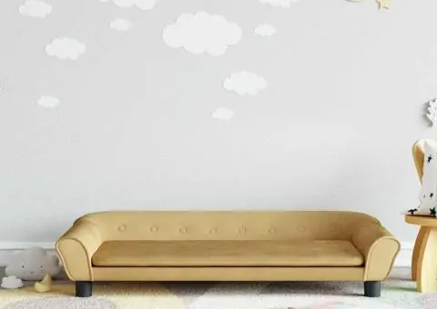 Canapea pentru copii, maro, 100x50x26 cm, catifea - 1/5