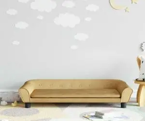 vidaXL Canapea pentru copii, maro, 100x50x26 cm, catifea