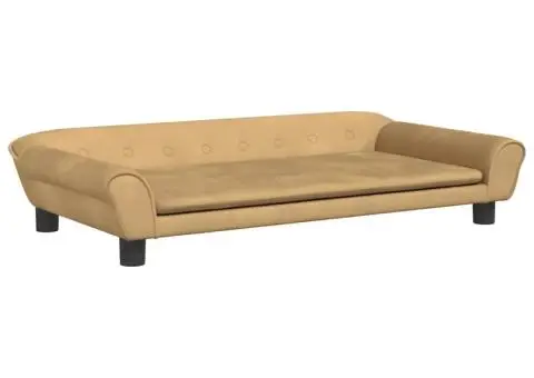 Canapea pentru copii, maro, 100x50x26 cm, catifea - 2/5