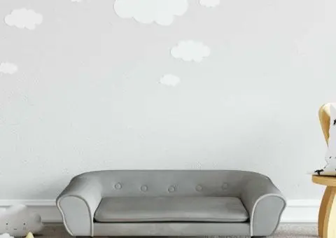 Canapea pentru copii, gri deschis, 70x45x26 cm, catifea - 1/5